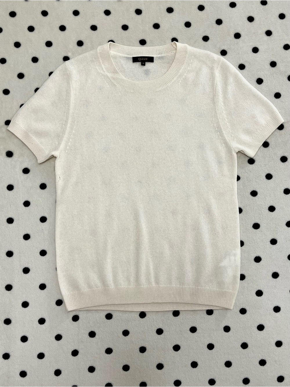 Quince Ivory Cashmere Short Sleeve Sweater Size M
